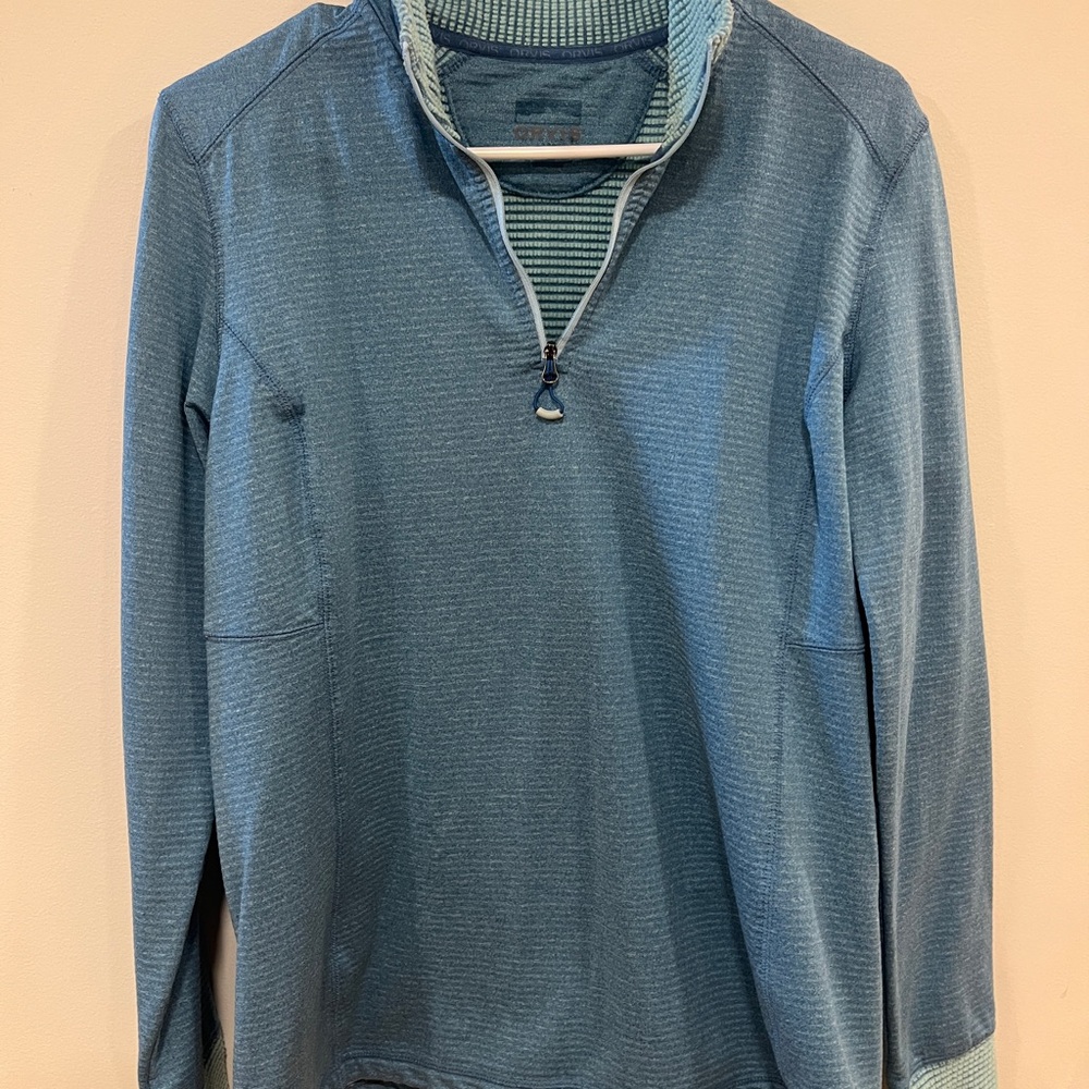 Orvis Light Blue Quarter-Zip Pullover Sweatshirt